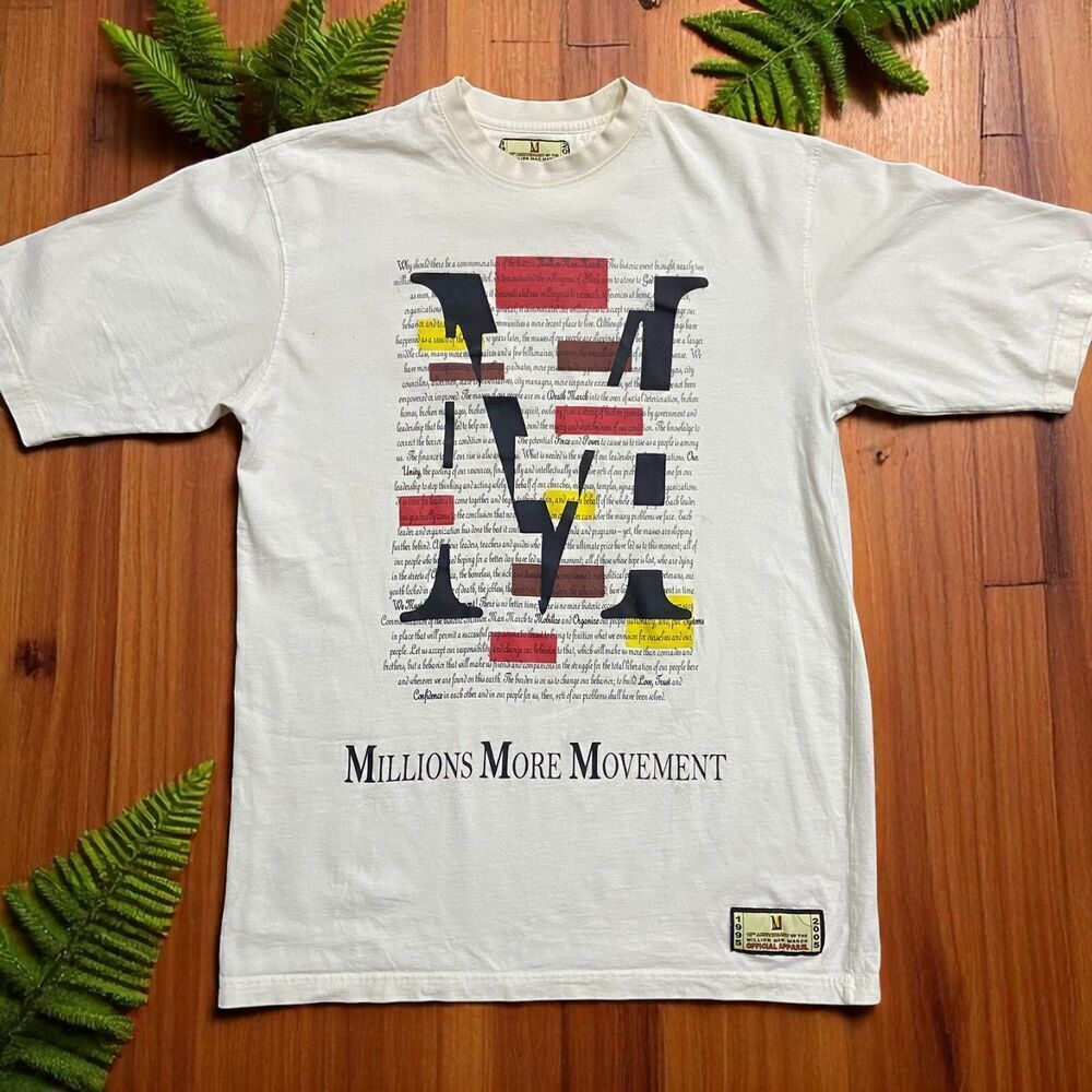 Million Man March Official Apparel 2005 Vintage White Graphic T-Shirt Mens Large